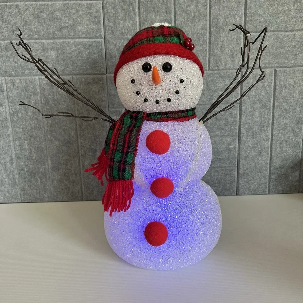 Vintage Melted Popcorn Snowman Color Changing Large 15